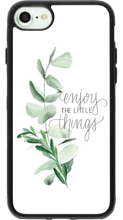 Coque iPhone 7 / 8 / SE (2020, 2022) - Silicone rigide noir Enjoy the little things