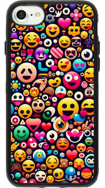 iPhone 7 / 8 / SE (2020, 2022) Case Hülle - Silikon schwarz Emoji Mix Farbe