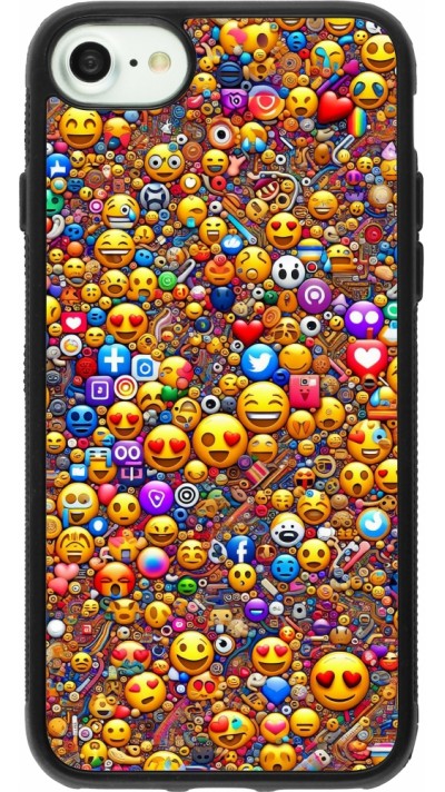 iPhone 7 / 8 / SE (2020, 2022) Case Hülle - Silikon schwarz Emoji gemischt