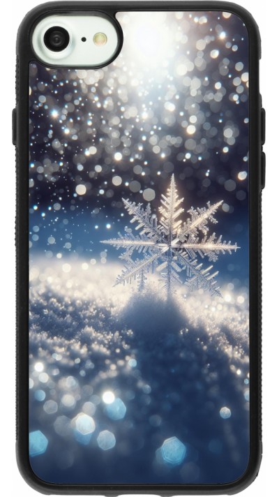 iPhone 7 / 8 / SE (2020, 2022) Case Hülle - Silikon schwarz Schneeflocke Solar Glanz