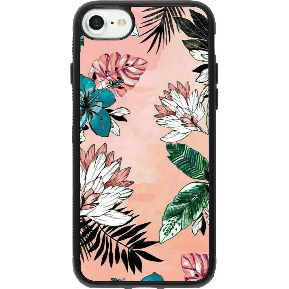 iPhone 7 / 8 / SE (2020, 2022) Case Hülle - Silikon schwarz Flowers Artprint