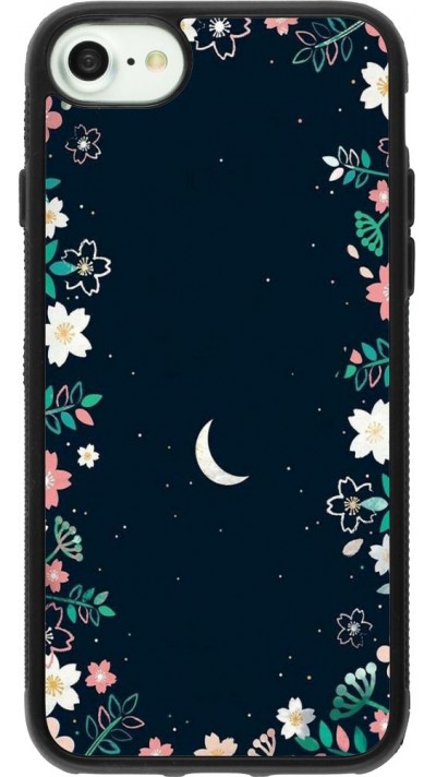 Coque iPhone 7 / 8 / SE (2020, 2022) - Silicone rigide noir Flowers space