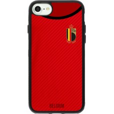 Coque iPhone 7 / 8 / SE (2020, 2022) - Silicone rigide noir Maillot de football Belgique 2022 personnalisable