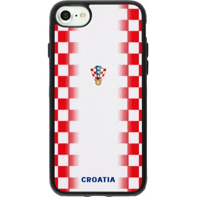 Coque iPhone 7 / 8 / SE (2020, 2022) - Silicone rigide noir Maillot de football Croatie 2026 personnalisable