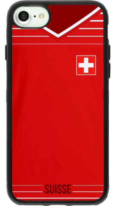 Coque iPhone 7 / 8 / SE (2020, 2022) - Silicone rigide noir Football shirt Switzerland 2022