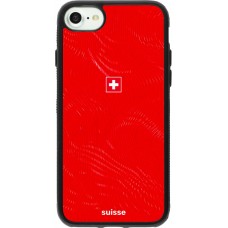 Coque iPhone 7 / 8 / SE (2020, 2022) - Silicone rigide noir Maillot de football Suisse 2026 personnalisable