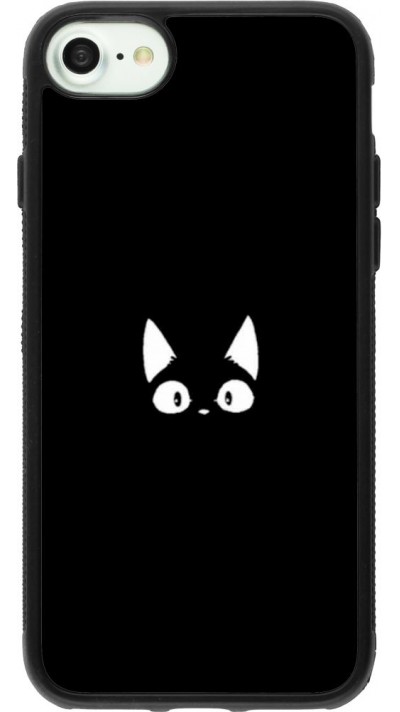 Coque iPhone 7 / 8 / SE (2020, 2022) - Silicone rigide noir Funny cat on black