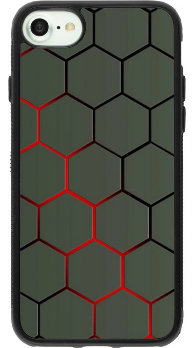 Coque iPhone 7 / 8 / SE (2020, 2022) - Silicone rigide noir Geometric Line red