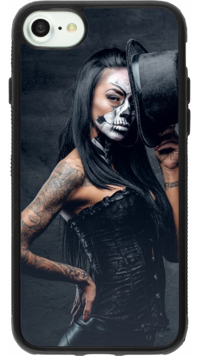 iPhone 7 / 8 / SE (2020, 2022) Case Hülle - Silikon schwarz Halloween 22 Tattooed Girl