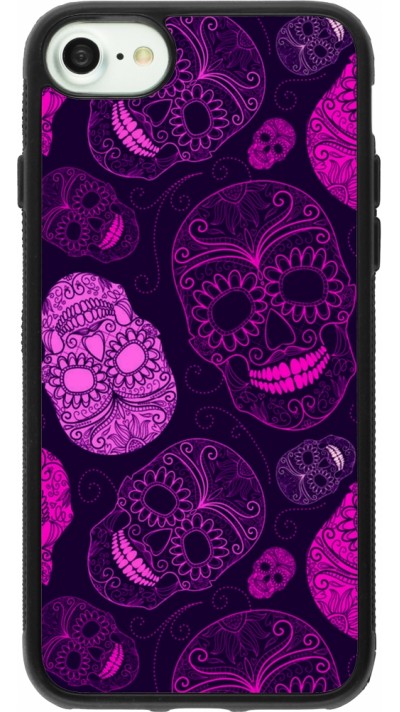 iPhone 7 / 8 / SE (2020, 2022) Case Hülle - Silikon schwarz Halloween 2023 pink skulls