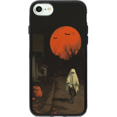 Coque iPhone 7 / 8 / SE (2020, 2022) - Silicone rigide noir Halloween 2025 Ghost on a bicycle