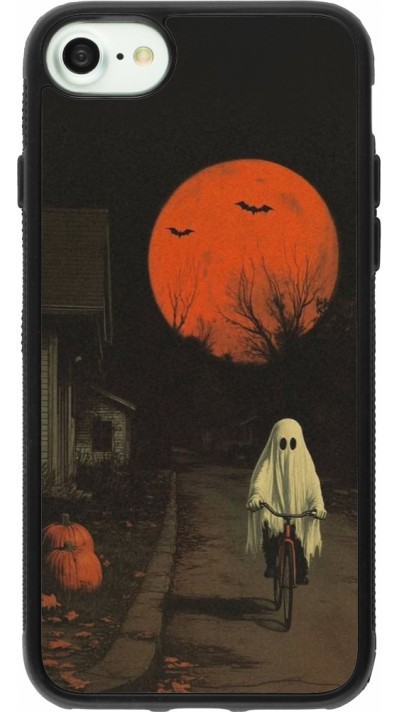 iPhone 7 / 8 / SE (2020, 2022) Case Hülle - Silikon schwarz Halloween 2025 Ghost on a bicycle