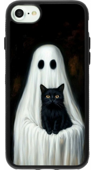 iPhone 7 / 8 / SE (2020, 2022) Case Hülle - Silikon schwarz Halloween 2025 Ghost with black cat