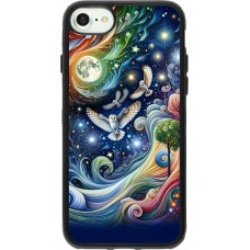 iPhone 7 / 8 / SE (2020, 2022) Case Hülle - Silikon schwarz Fliegender Blumen-Eule