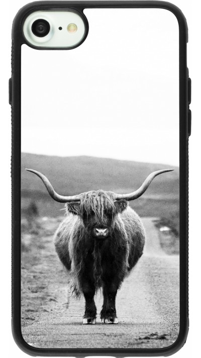 Coque iPhone 7 / 8 / SE (2020, 2022) - Silicone rigide noir Highland cattle