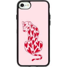 Coque iPhone 7 / 8 / SE (2020, 2022) - Silicone rigide noir Leopard with hearts 2026