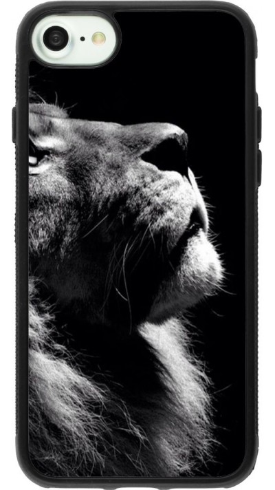 Coque iPhone 7 / 8 / SE (2020, 2022) - Silicone rigide noir Lion looking up
