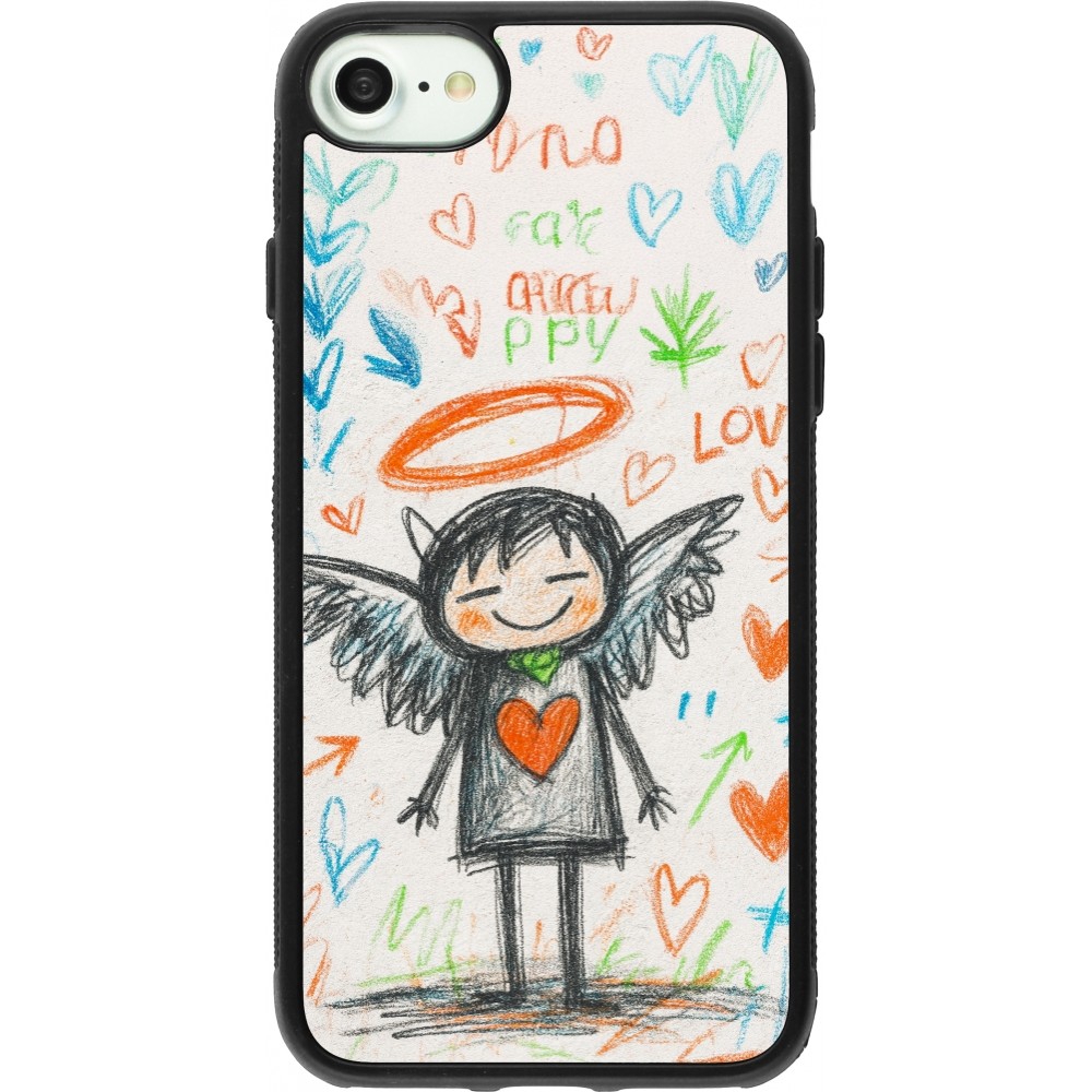 iPhone 7 / 8 / SE (2020, 2022) Case Hülle - Silikon schwarz Little Angel Sketch Love