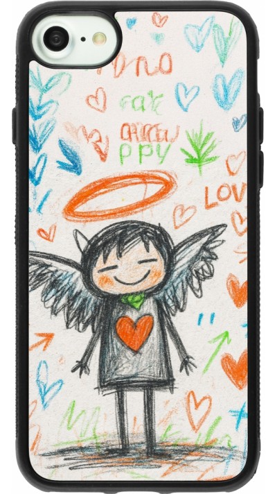 iPhone 7 / 8 / SE (2020, 2022) Case Hülle - Silikon schwarz Little Angel Sketch Love