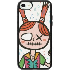 iPhone 7 / 8 / SE (2020, 2022) Case Hülle - Silikon schwarz Little Girl Sketch