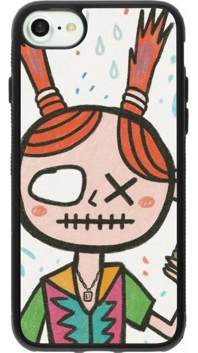 iPhone 7 / 8 / SE (2020, 2022) Case Hülle - Silikon schwarz Little Girl Sketch
