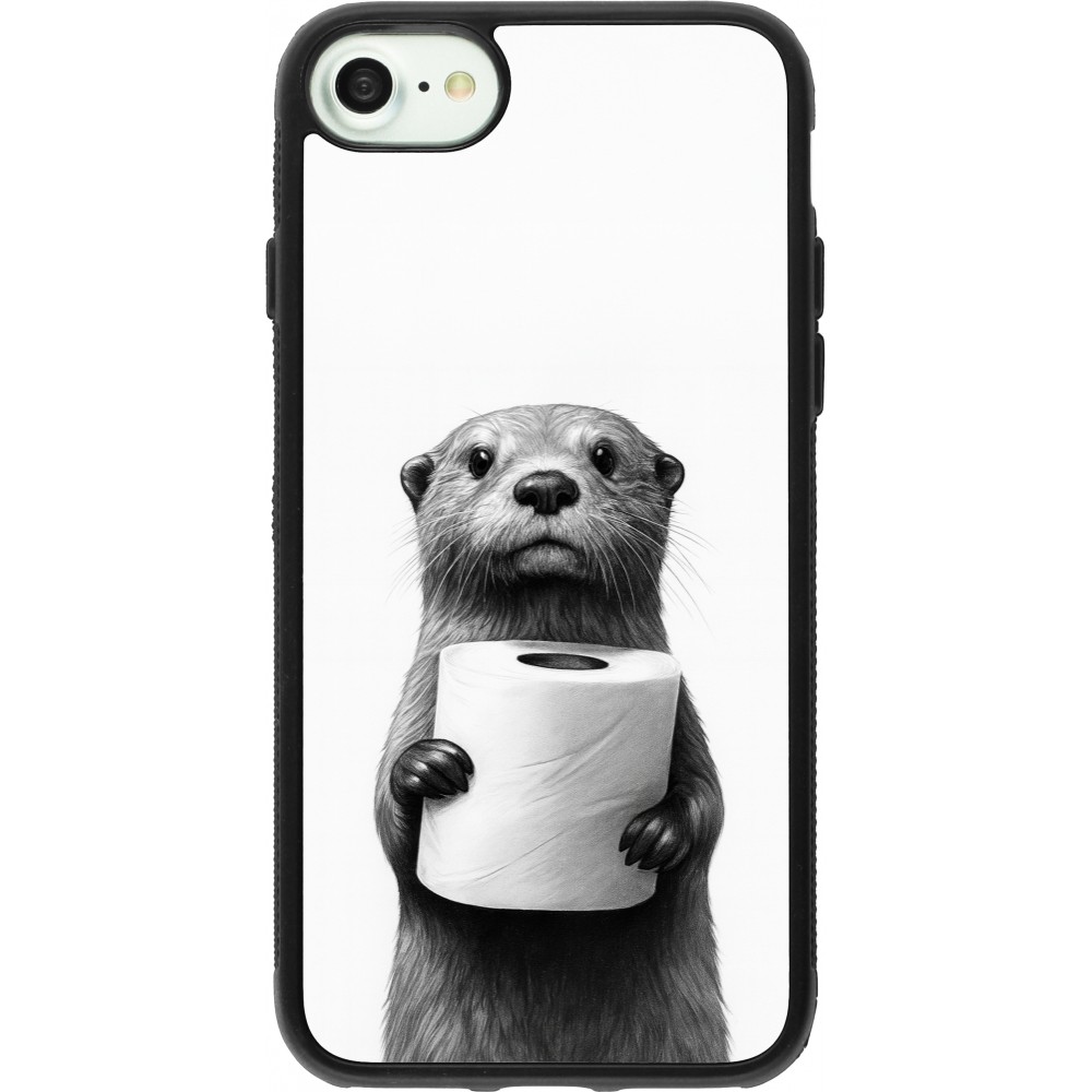 Coque iPhone 7 / 8 / SE (2020, 2022) - Silicone rigide noir Loutre papier de toilette