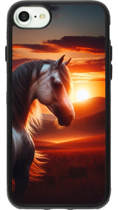 iPhone 7 / 8 / SE (2020, 2022) Case Hülle - Silikon schwarz Majestätischer Sonnenuntergang Pferd