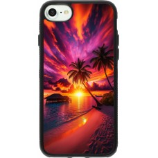 iPhone 7 / 8 / SE (2020, 2022) Case Hülle - Silikon schwarz Malediven Abenddämmerung Glückseligkeit