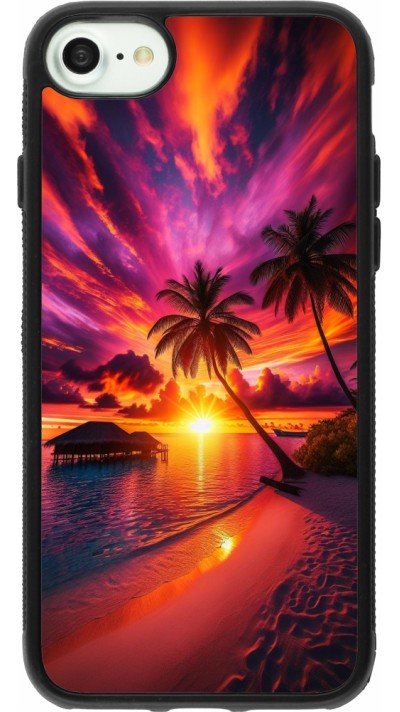 iPhone 7 / 8 / SE (2020, 2022) Case Hülle - Silikon schwarz Malediven Abenddämmerung Glückseligkeit