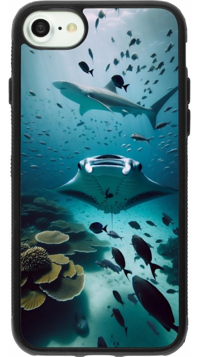 iPhone 7 / 8 / SE (2020, 2022) Case Hülle - Silikon schwarz Manta Lagune Reinigung