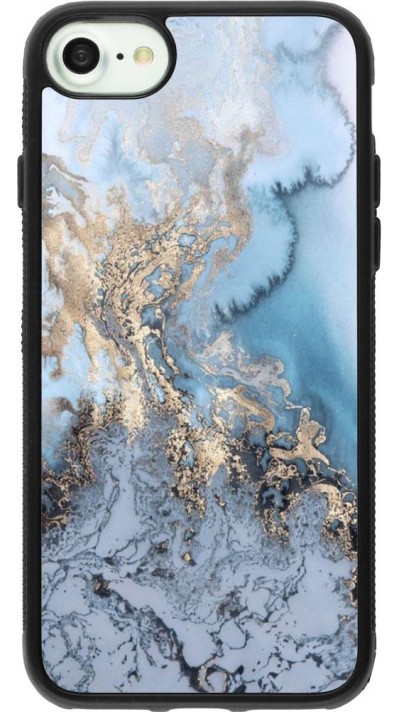 Coque iPhone 7 / 8 / SE (2020, 2022) - Silicone rigide noir Marble 04