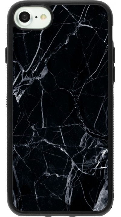 Coque iPhone 7 / 8 / SE (2020, 2022) - Silicone rigide noir Marble Black 01