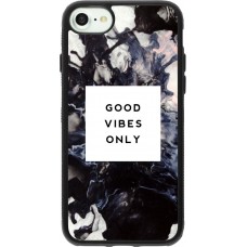 Coque iPhone 7 / 8 / SE (2020, 2022) - Silicone rigide noir Marble Good Vibes Only