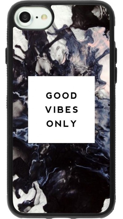 Coque iPhone 7 / 8 / SE (2020, 2022) - Silicone rigide noir Marble Good Vibes Only