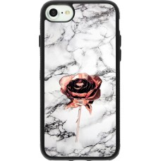 Coque iPhone 7 / 8 / SE (2020, 2022) - Silicone rigide noir Marble Rose Gold