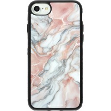 iPhone 7 / 8 / SE (2020, 2022) Case Hülle - Silikon schwarz Rosa Leuchtender Marmor