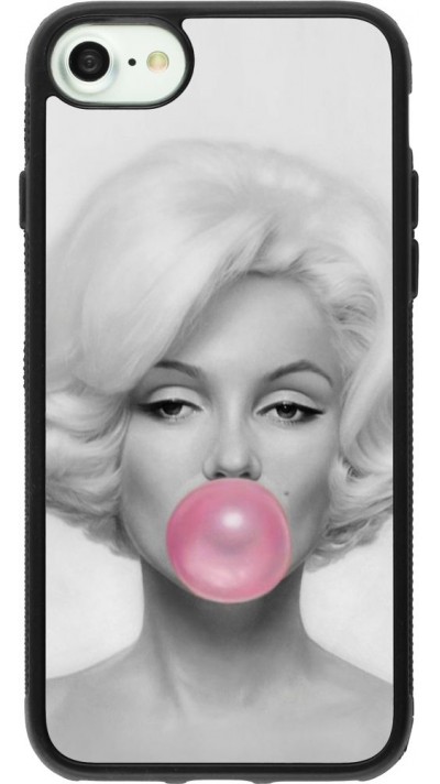 Coque iPhone 7 / 8 / SE (2020, 2022) - Silicone rigide noir Marilyn Bubble