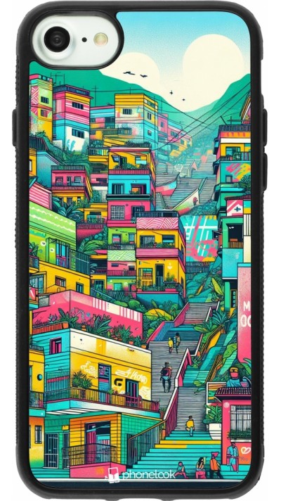 iPhone 7 / 8 / SE (2020, 2022) Case Hülle - Silikon schwarz Medellin Comuna 13 Kunst