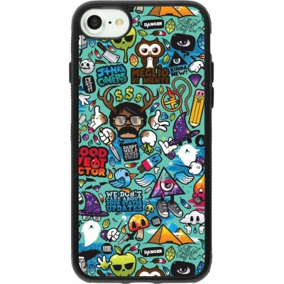 iPhone 7 / 8 / SE (2020, 2022) Case Hülle - Silikon schwarz Mixed Cartoons Turquoise