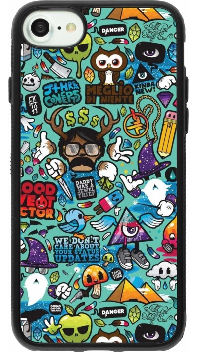 iPhone 7 / 8 / SE (2020, 2022) Case Hülle - Silikon schwarz Mixed Cartoons Turquoise