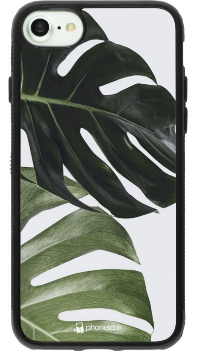 Coque iPhone 7 / 8 / SE (2020, 2022) - Silicone rigide noir Monstera Plant