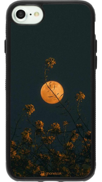 Coque iPhone 7 / 8 / SE (2020, 2022) - Silicone rigide noir Moon Flowers