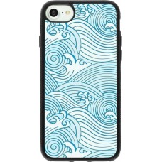Coque iPhone 7 / 8 / SE (2020, 2022) - Silicone rigide noir Ocean Waves
