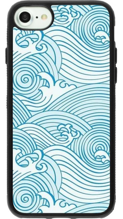Coque iPhone 7 / 8 / SE (2020, 2022) - Silicone rigide noir Ocean Waves