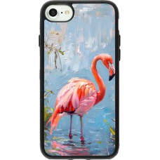 iPhone 7 / 8 / SE (2020, 2022) Case Hülle - Silikon schwarz Paint Flamingo