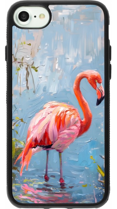 iPhone 7 / 8 / SE (2020, 2022) Case Hülle - Silikon schwarz Paint Flamingo