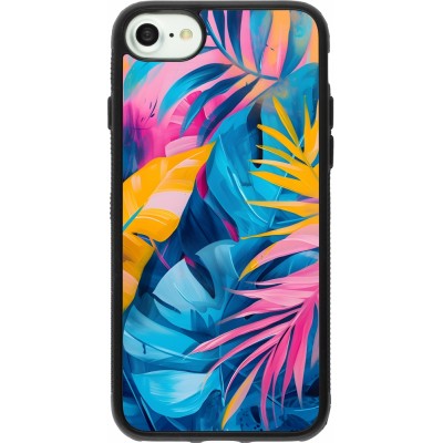 Coque iPhone 7 / 8 / SE (2020, 2022) - Silicone rigide noir Palms Blue