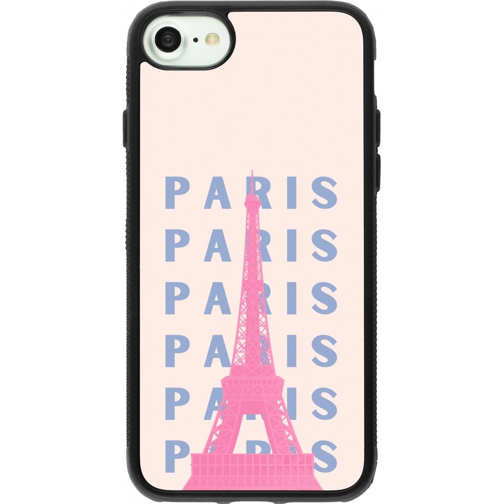 iPhone 7 / 8 / SE (2020, 2022) Case Hülle - Silikon schwarz Paris Pink Print