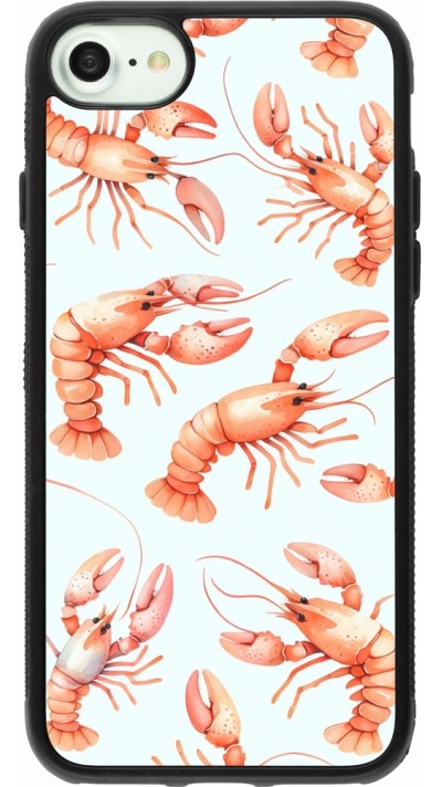 iPhone 7 / 8 / SE (2020, 2022) Case Hülle - Silikon schwarz Muster von pastellfarbenen Hummern