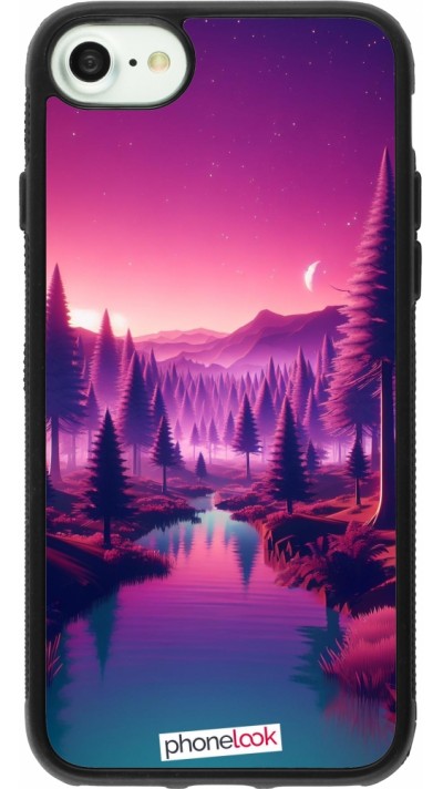 iPhone 7 / 8 / SE (2020, 2022) Case Hülle - Silikon schwarz Lila-rosa Landschaft